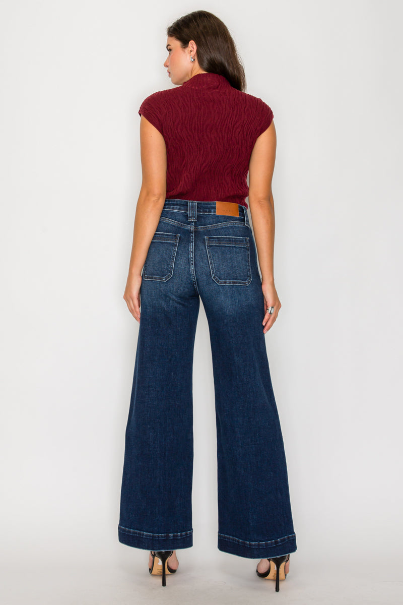 HIGH RISE A-WIDE LEG FIT JEANS