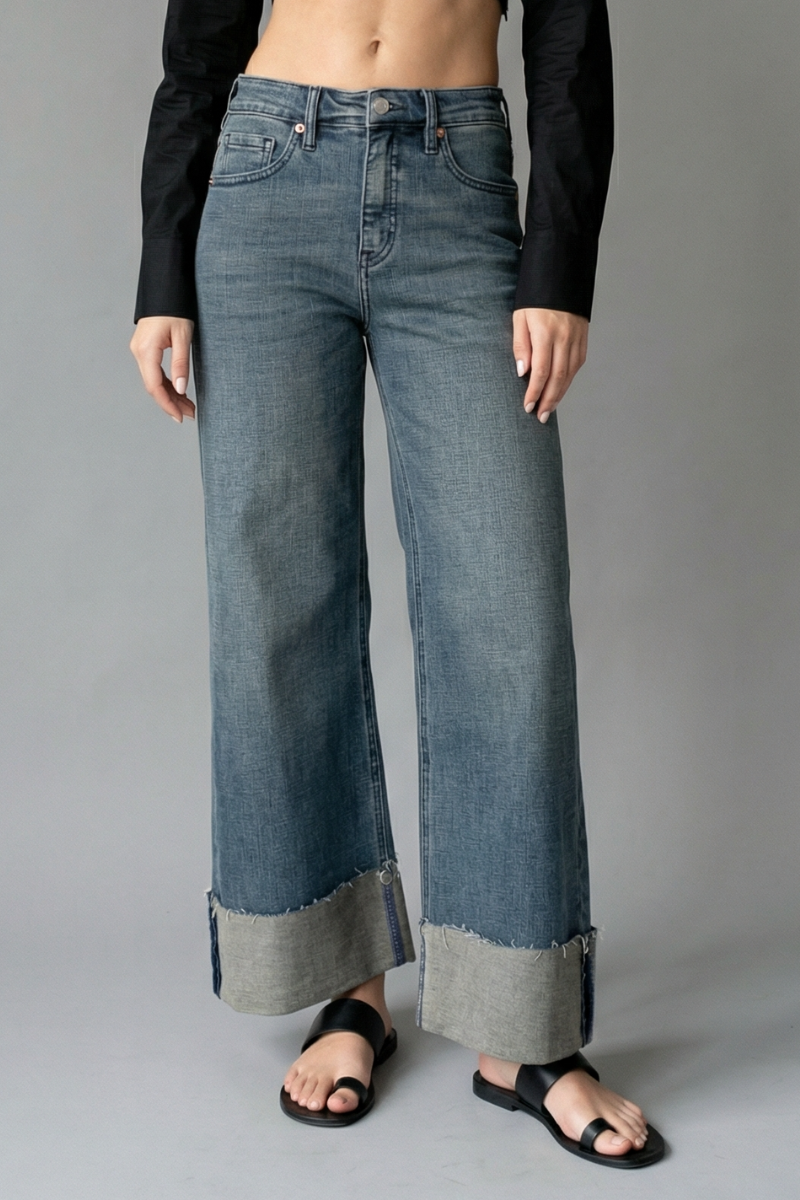 Elise TUMMY CONTROL HIGH RISE CUFFED A WIDE LEG JEANS