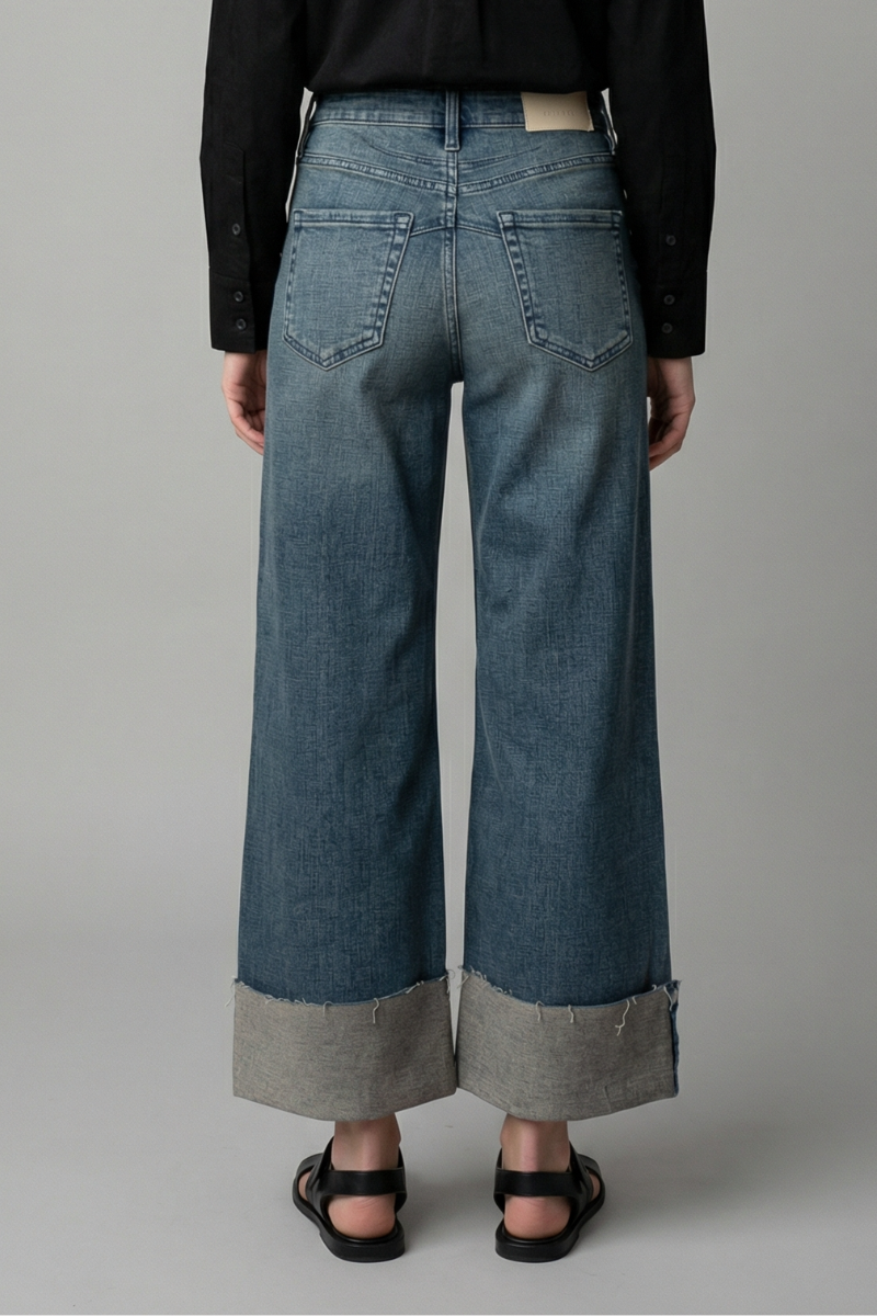 Elise TUMMY CONTROL HIGH RISE CUFFED A WIDE LEG JEANS