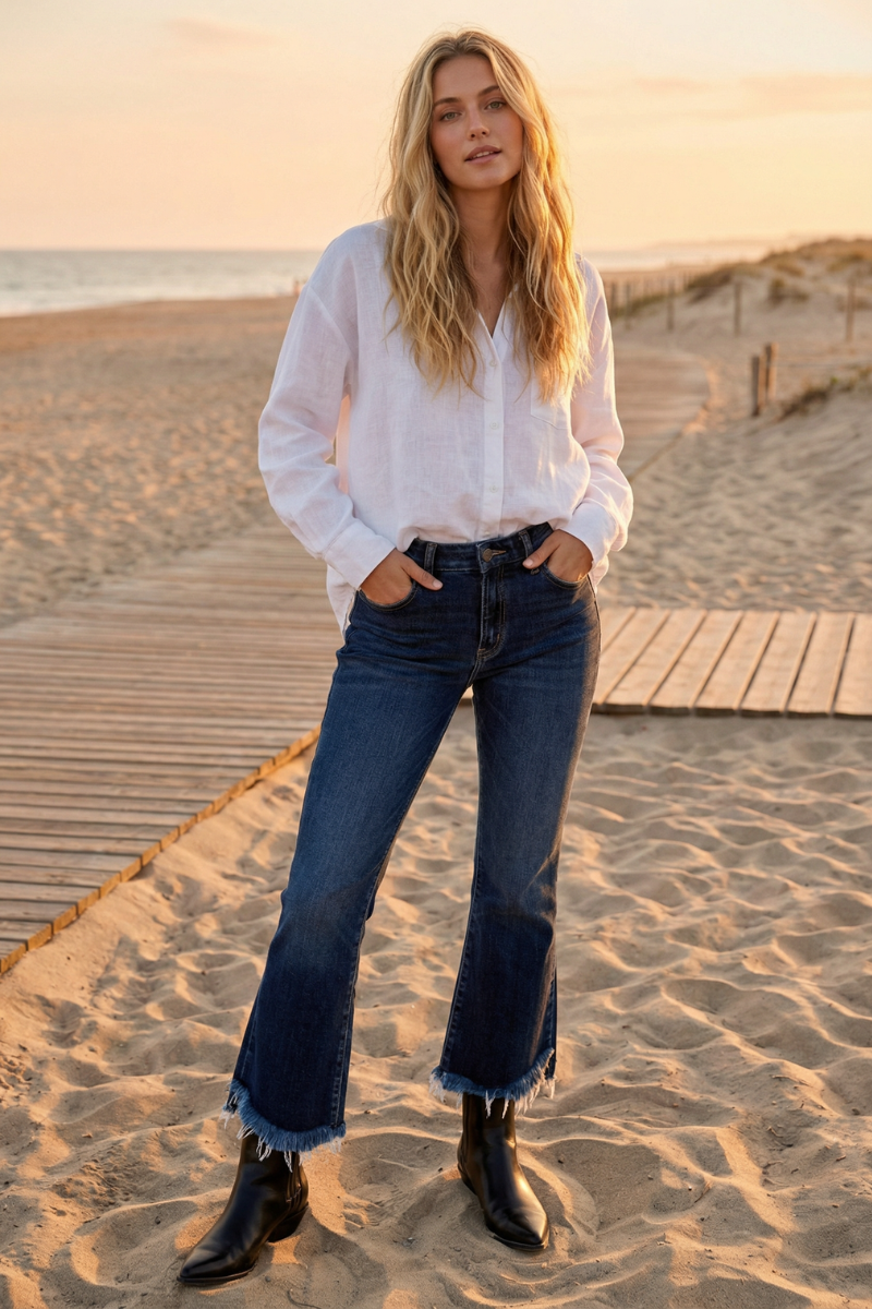 COLLE Corset ECO Friendly High Rise Crop Flare Jeans