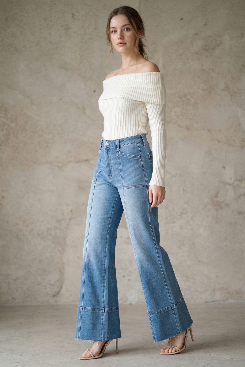 Eco Friendly Fabric Tummy Control Slim Palazzo Jeans