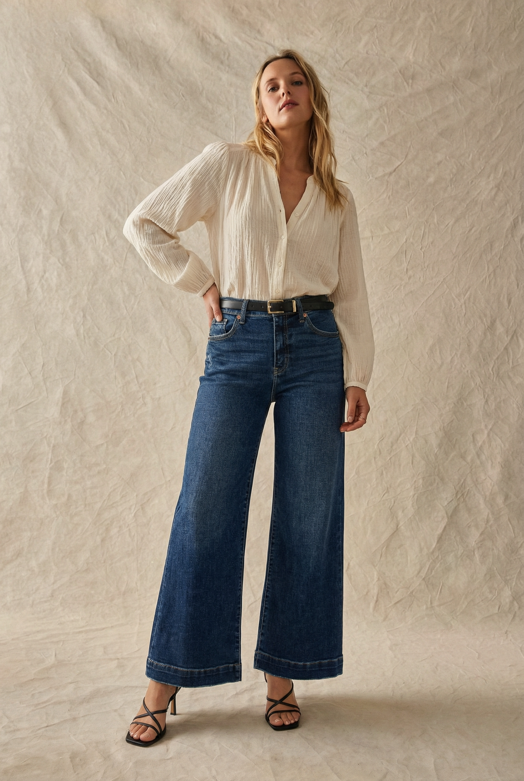 Camille High Rise Cropped Palazzo Jeans
