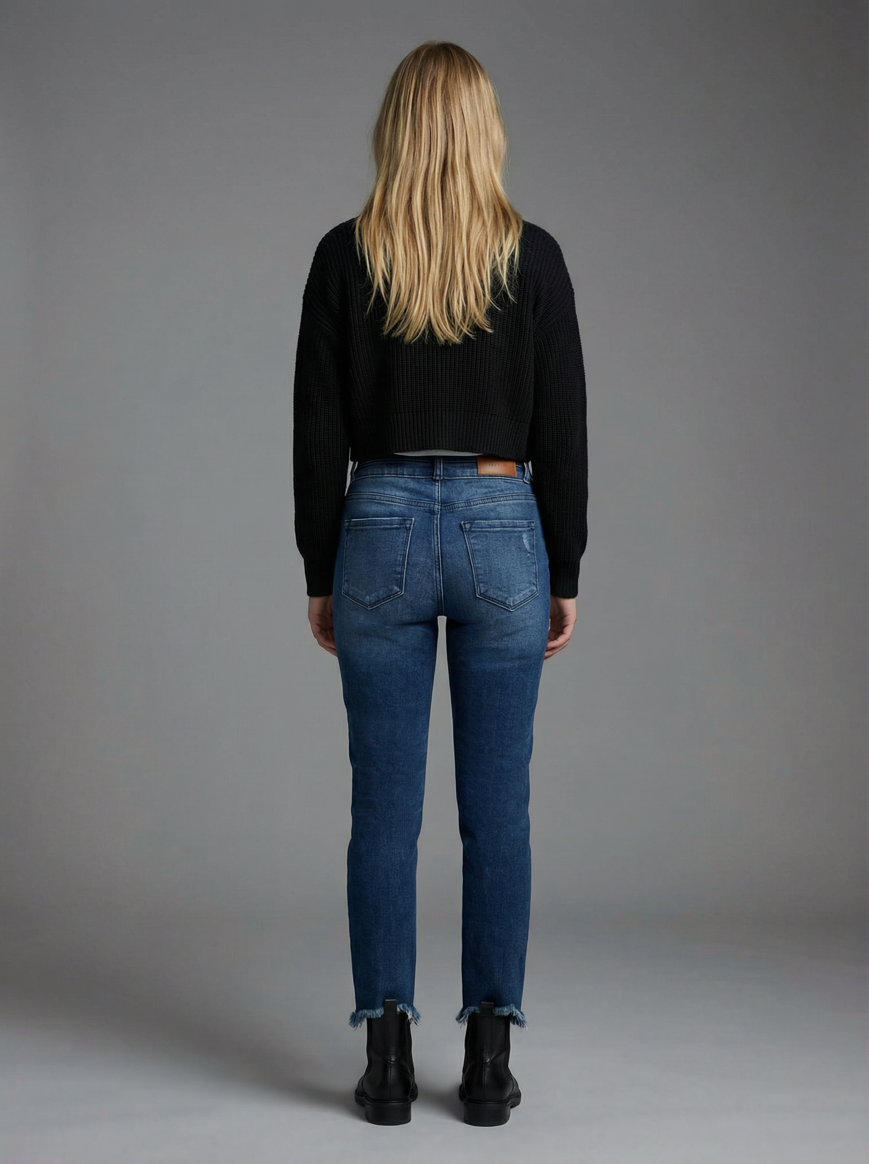 Refined Heights Corset Double Waistband Straight Frayed Hem Jeans